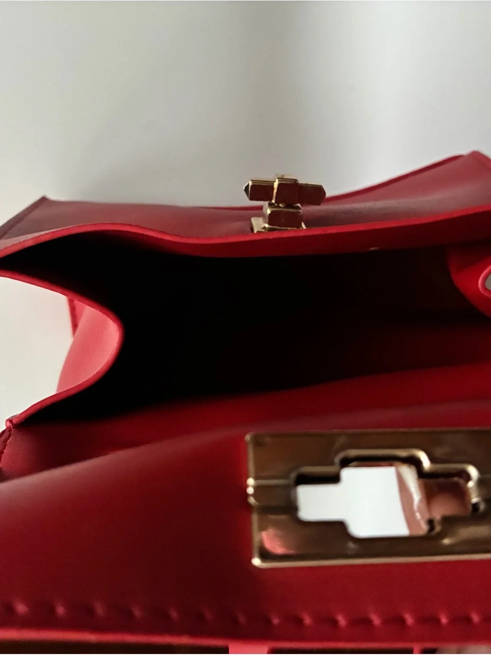 Red Women's Crossbody Bag with Gold Hardware